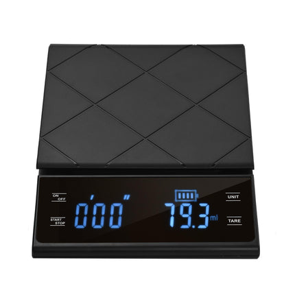 Digital LED Touch Kitchen Scale 3kg/ 0.1g High Precision Time Counting Coffee Brewing Scale Portable Electronic Food Scales with Unit Change.