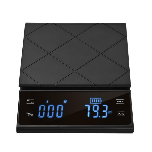Digital LED Touch Kitchen Scale 3kg/ 0.1g High Precision Time Counting Coffee Brewing Scale Portable Electronic Food Scales with Unit Change.