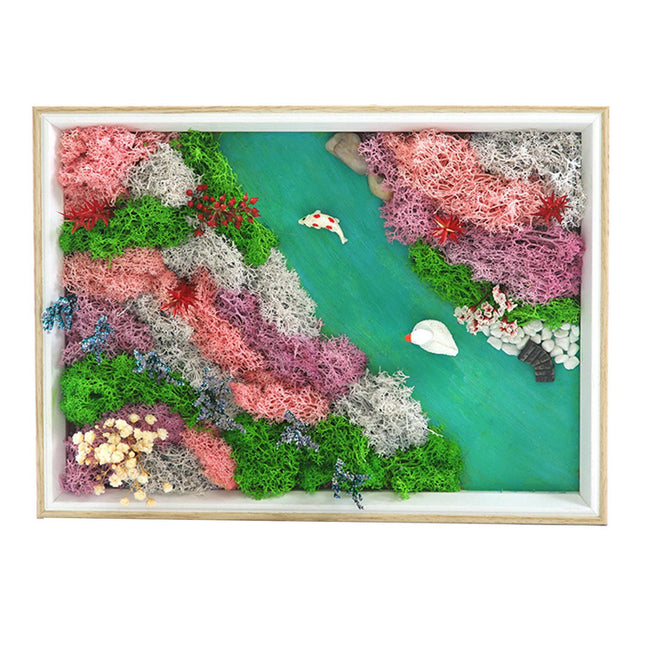 1 Set Everlasting Moss Painting Unique Creative Ocean World Picture with Photo Frame for Home Decoration.