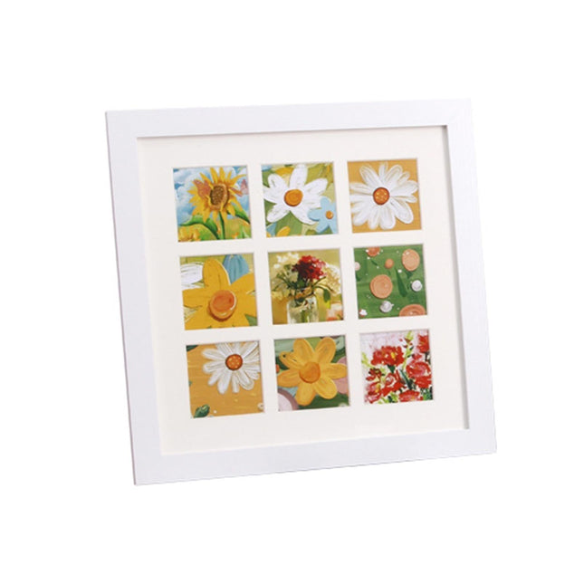 1 Set Painting Frame Not Easily Deformed Sturdy Square 4/9 Grids Picture Display Stands Home Supply - White.