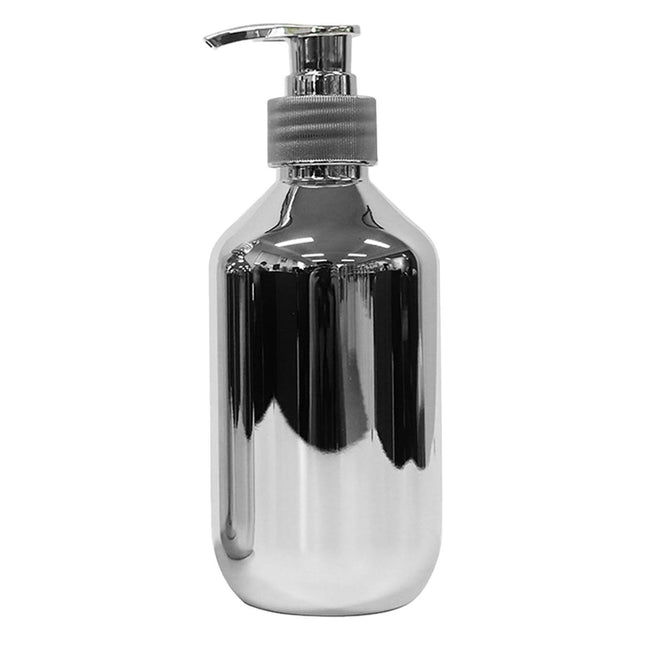 300ml Soap Dispenser Refillable Spiral Mouth Mini Built-in Spring Body Wash Dispenser Bathroom Supplies -Silver.