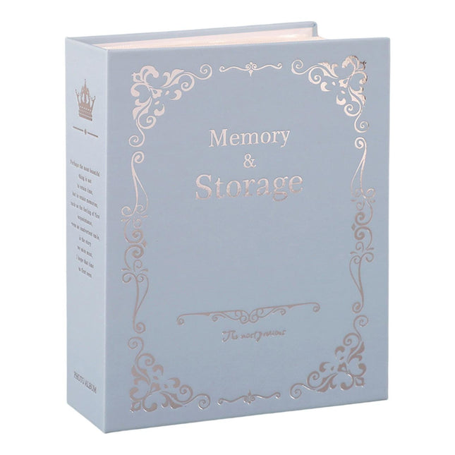 6 Inch Photo Album Bronzing Design Antiging Inserted Type Storing 100 Pockets Family Memory DIY Vintage Picture Album Book Home Supplies - Blue.