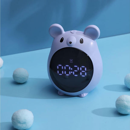 Alarm Clock Cartoon Large Screen Mouse Shape Rechargeable Time for Home - Blue.