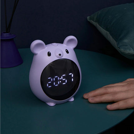 Alarm Clock Cartoon Large Screen Mouse Shape Rechargeable Time for Home - Blue.