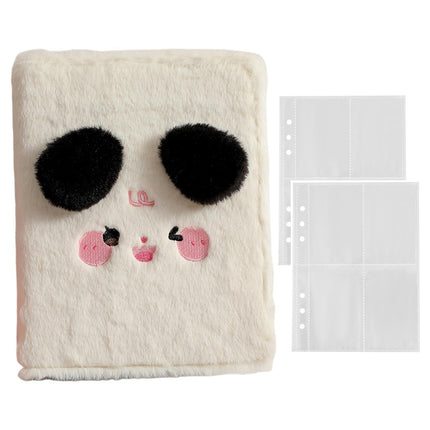 A5 Plush Cartoon Binder with 20 Photo Inner Sleeves Modern Practical Photo Album for Picture Cards Storage - Beige.