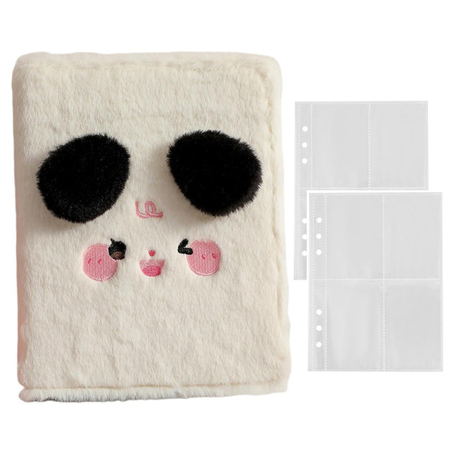 A5 Plush Cartoon Binder with 20 Photo Inner Sleeves Modern Practical Photo Album for Picture Cards Storage - Beige.
