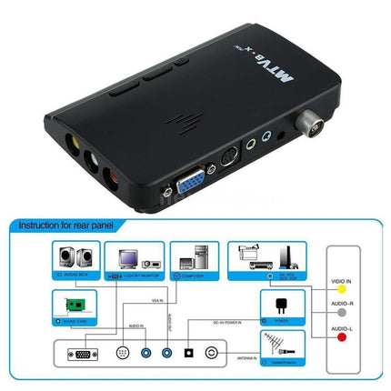Mini TV Box Digital Computer RF AV to VGA HDTV Programs Tuner Receiver Monitor - Black.