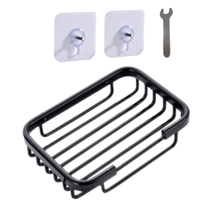 Soap Dish Self-draining Easy Installation Space Aluminum Simple Reused Soap Box for Shower-Black.