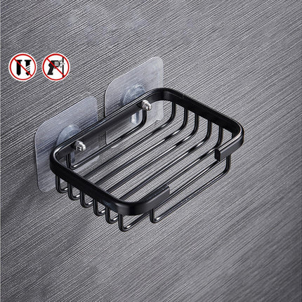 Soap Dish Self-draining Easy Installation Space Aluminum Simple Reused Soap Box for Shower-Black.