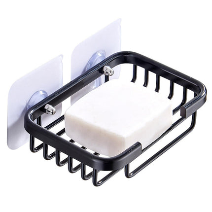 Soap Dish Self-draining Easy Installation Space Aluminum Simple Reused Soap Box for Shower-Black.