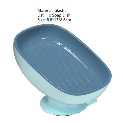 Soap Dish Self-Draining Keep Soap Dry Double Layer Design Super Suction Cup Soap Dish Bathroom Supplies -Blue.