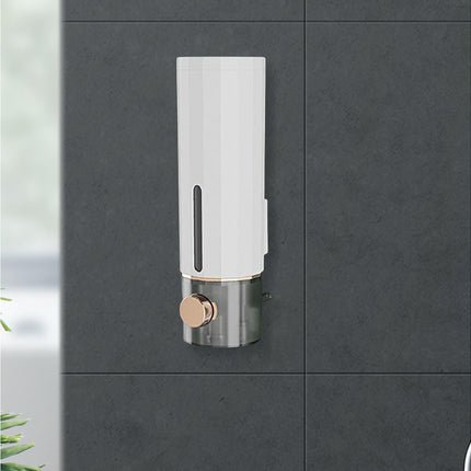 Soap Dispenser Wall Mounted Punch-free Visible Window Press Type Large Capacity Shampoo Conditioner Shower Gel Container for Bathroom-White.