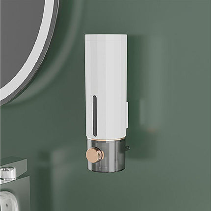 Soap Dispenser Wall Mounted Punch-free Visible Window Press Type Large Capacity Shampoo Conditioner Shower Gel Container for Bathroom-White.