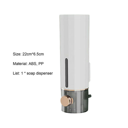 Soap Dispenser Wall Mounted Punch-free Visible Window Press Type Large Capacity Shampoo Conditioner Shower Gel Container for Bathroom-White.