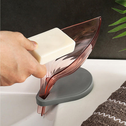Soap Holder Drainage Design Leaf Shape Solid Color Punch-free Great Stickiness Storage Soaps Sturdy Structure with Sucker Soap Plate Bathroom Stuffoffee.