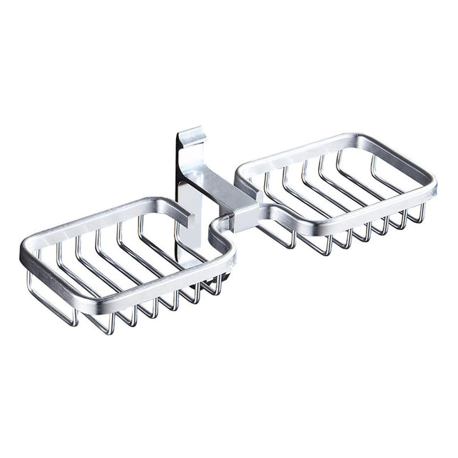 Soap Holder Easy-Installation Hollow Design Square-Shaped Punch-free Soap Drain Box for Home-Silver.