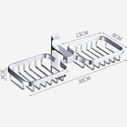 Soap Holder Easy-Installation Hollow Design Square-Shaped Punch-free Soap Drain Box for Home-Silver.