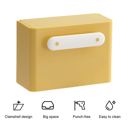 Waterproof Soap Box Detachable HIPS Wall Mountable Soap Draining Rack for Daily Use-Yellow.
