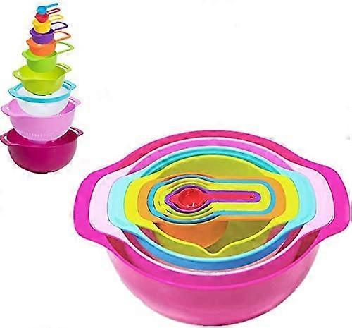 10 Pcs Mixing Bowl Set, Set-color Kitchen Bowl Colander Mesh Filter, Measuring Cup And Spoon.
