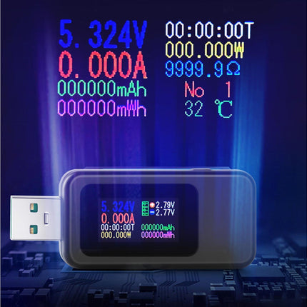 USB Tester LCD Digital Display Rapid Identification Plug And Play 160-Degree Wide Viewing Angle 65W/120W Charger Tester for Mobile Phone - Black.