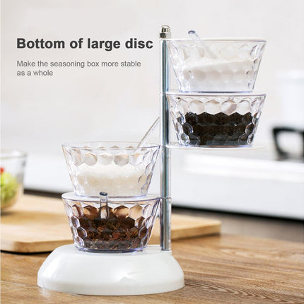 Kitchen Seasoning Bottles Boxes Plastic Frame Rotating Condiment Storage Rack-Light Blue 4 Layers.
