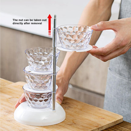 Kitchen Seasoning Bottles Boxes Plastic Frame Rotating Condiment Storage Rack-Light Blue 4 Layers.