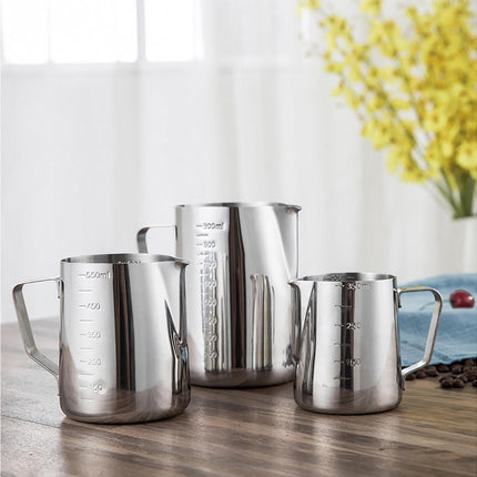 350/600/1000ML Stainless Steel DIY Coffee Jug Milk Frothing Craft Pitcher Cup-S.