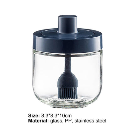 One-piece Design Seasoning Jar Smooth Edge Glass Multi-purpose Spice Bottle Cooking Gadget-Blue.