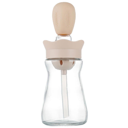 200ML 2 in 1 Glass Oil Bottle with Silicone Brush-Pink.