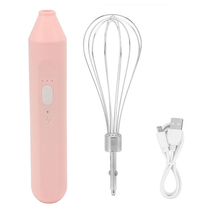 Electric Egg Beater, USB Charging Milk Frother, Portable Cordless Drink Mixer with Stainless Steel Whisk, Pink.