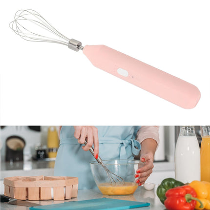Electric Egg Beater, USB Charging Milk Frother, Portable Cordless Drink Mixer with Stainless Steel Whisk, Pink.