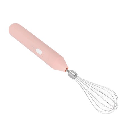 Electric Egg Beater, USB Charging Milk Frother, Portable Cordless Drink Mixer with Stainless Steel Whisk, Pink.