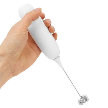 Battery Operated Handheld Milk Frother, Foam Maker, Egg Beater, Household Small Baking Tool for Coffee & Milkshakes, White.