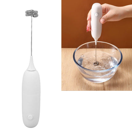 Battery Operated Handheld Milk Frother, Foam Maker, Egg Beater, Household Small Baking Tool for Coffee & Milkshakes, White.
