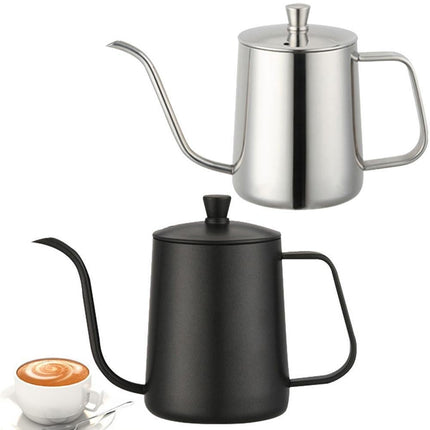 600ml Pour Over Kettle Coffee Maker Stainless Steel Gooseneck Drip Tea Pot Jug-Black 600ML.