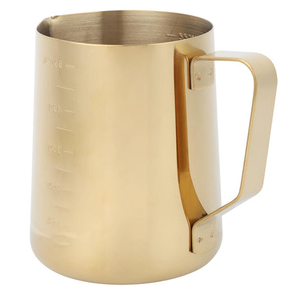 Stainless Steel Coffee Milk Frothing Cup Pitcher, Jug with Scale for Home Coffee & Latte Art, Gold, 600ml.
