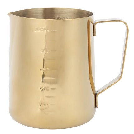 Stainless Steel Coffee Milk Frothing Cup Pitcher, Jug with Scale for Home Coffee & Latte Art, Gold, 600ml.