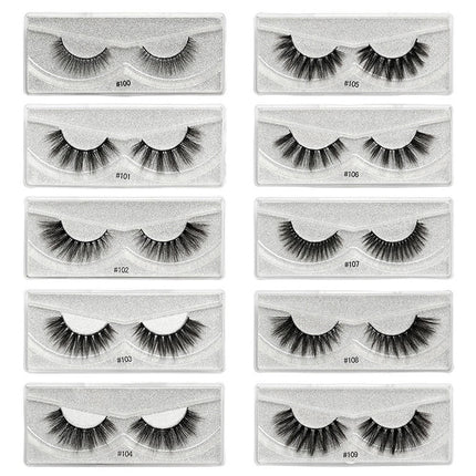 10 Pairs Eyelash Reusable Thick Imitation Faux Mink Hair Makeup Eye Lash for Decoration.