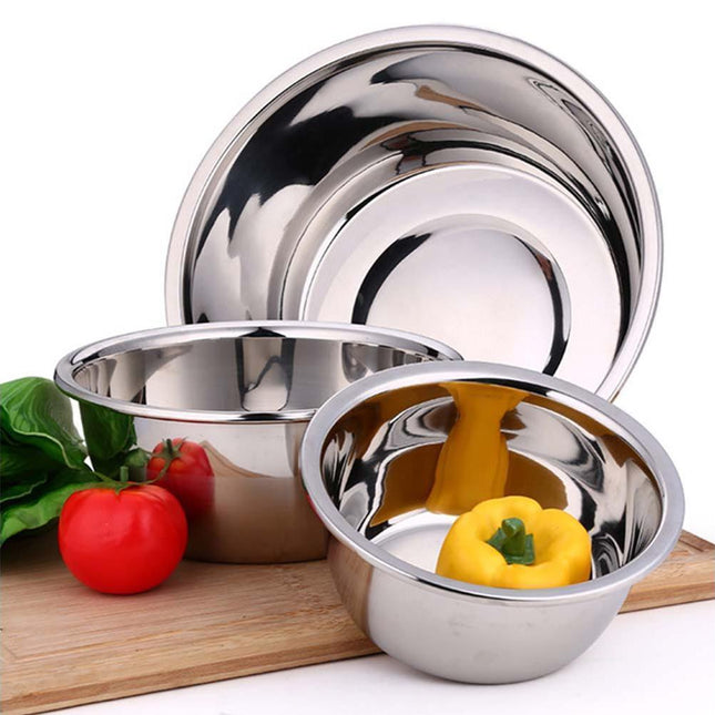 Thickened Stainless Steel Rice Noodles Soup Bowl Vegetables Basin Kitchenware-20cm.
