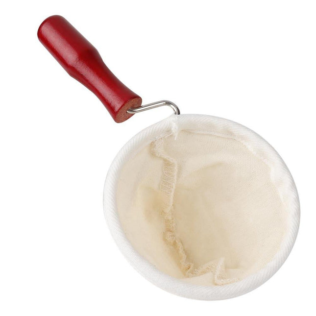 Cotton Flannel Dripper Coffee Maker, Wooden Handle Cloth Coffee Filter Bag, 105mm.