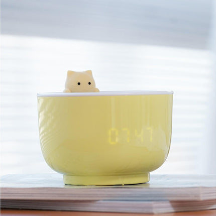 Alarm Clocks USB Powered Cats Teacup ABS LED Night Light Digital Clock for Desk - Yellow.