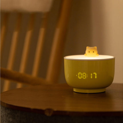 Alarm Clocks USB Powered Cats Teacup ABS LED Night Light Digital Clock for Desk - Yellow.