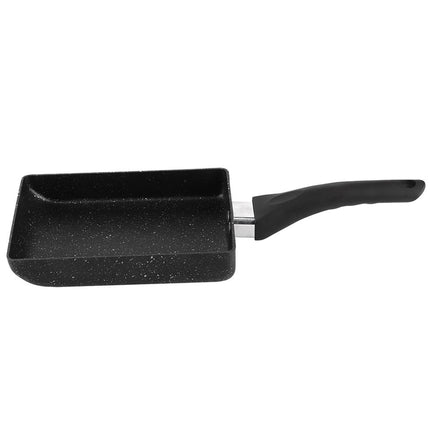 Tamagoyaki Rectangular Non-Stick Saucepan, Black Plastic Handle Omelet Frying Pan.