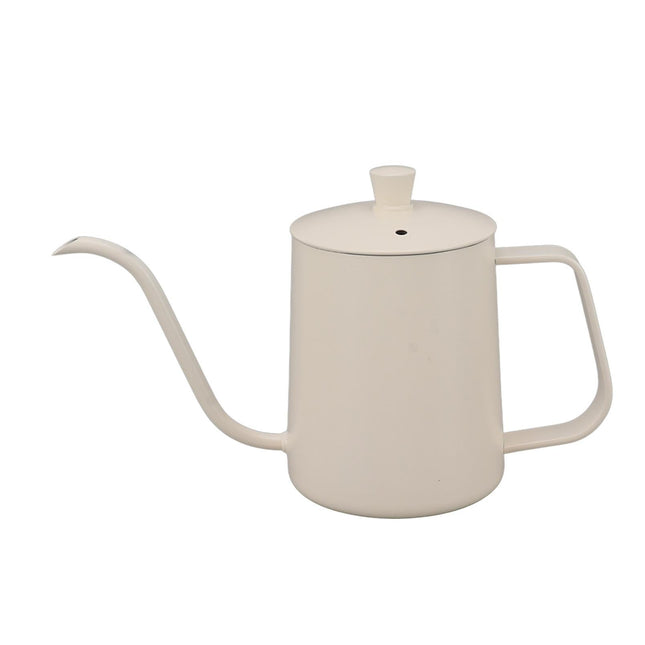 Small Pour Over Coffee Kettle, Stainless Steel, Precisely Controlled Gooseneck Spout, White, 600ml.
