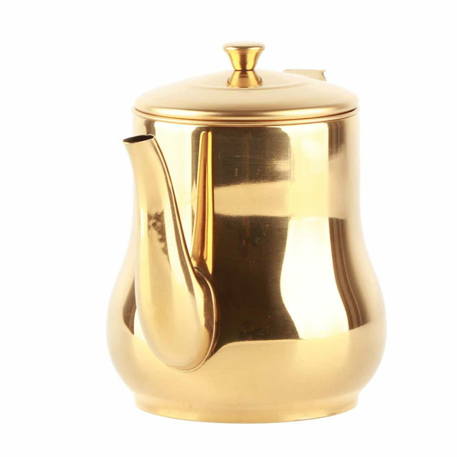 Stainless Steel Tea Pot with Filter, Rust-Proof, Durable Oil Strainer Pot for Hotels & Homes, 500ml, Gold.