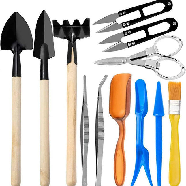 12 Pcs Gardening Tool Set Succulent Tool Kit,Houseplant Rake Mini Gardening Hand Tools,Small Shovel/Rake/Spade.