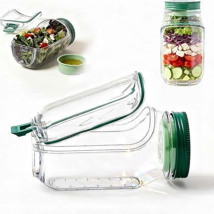 1pc Salad Pod Mason Jar Side Open Portable Salad Container with Lid for Travel.