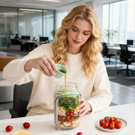 1pc Salad Pod Mason Jar Side Open Portable Salad Container with Lid for Travel.