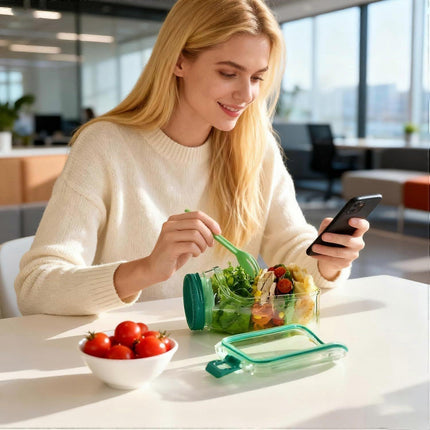 1pc Salad Pod Mason Jar Side Open Portable Salad Container with Lid for Travel.