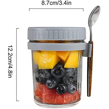 Salad Jars with Spoon Breakfast On The Go Oats Cups Large Airtight Storage Jars.